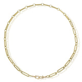 14K Yellow Gold Paperclip Link Necklace 20" With Diamonds