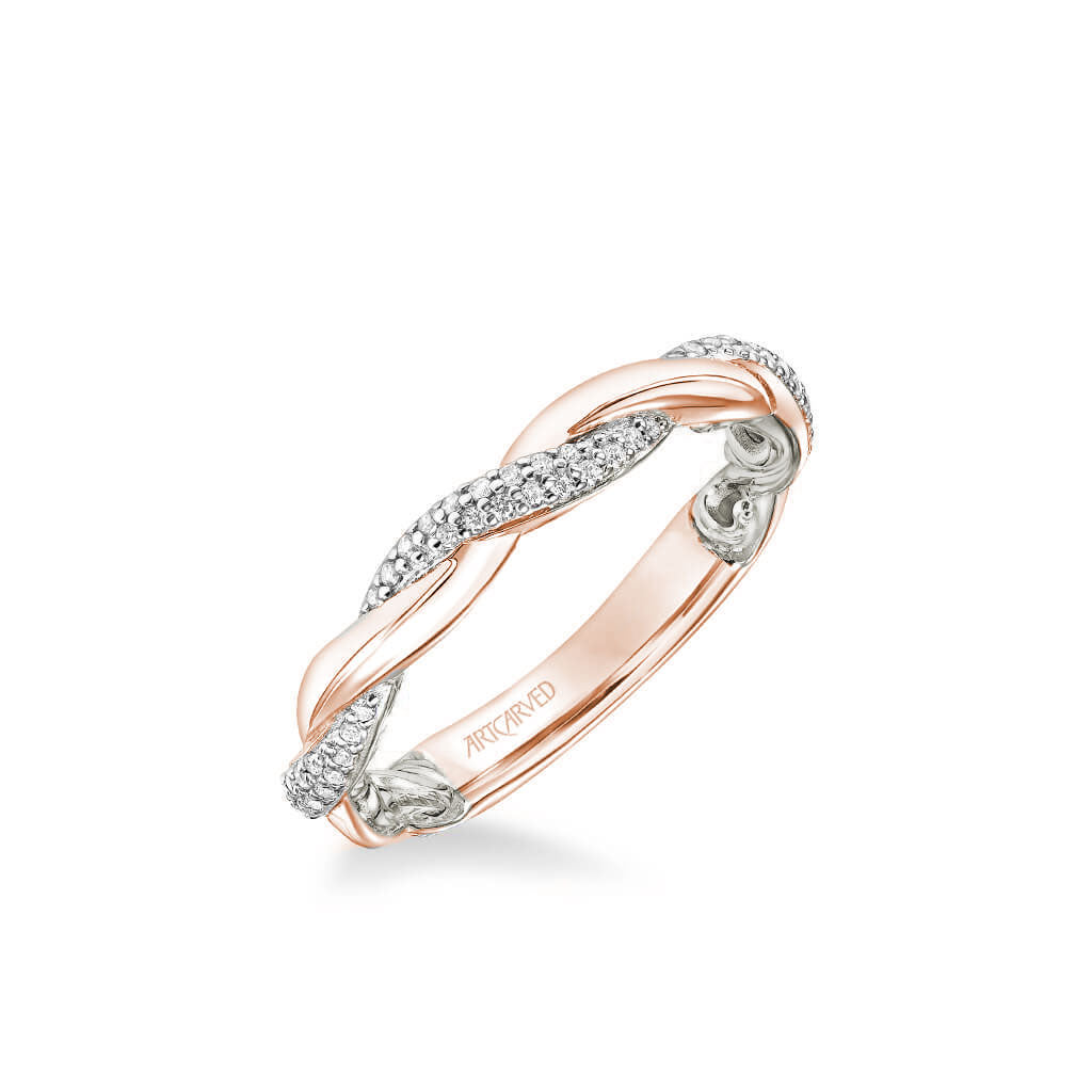 Ainsley Lyric Collection Contemporary Half Diamond Half Polished Twist Wedding Band
