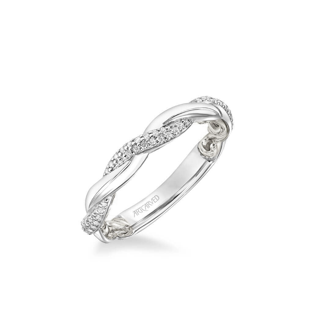 Ainsley Lyric Collection Contemporary Half Diamond Half Polished Twist Wedding Band