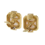 18KT Yellow Gold Vintage Retro Mabe Pearl and Diamond Clip Earrings