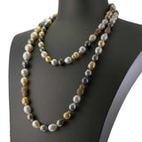 Multi-Color South Sea Pearl Necklace with Diamond Nugget Stations