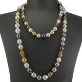 Multi-Color South Sea Pearl Necklace with Diamond Nugget Stations