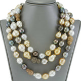 Multi-Color South Sea Pearl Necklace with Diamond Nugget Stations