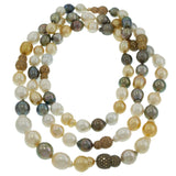 Multi-Color South Sea Pearl Necklace with Diamond Nugget Stations