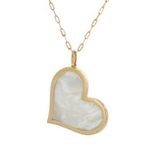 14KT Yellow Gold Mother of Pearl Heart Pendant Necklace