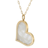 14KT Yellow Gold Mother of Pearl Heart Pendant Necklace