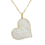 14KT Yellow Gold Mother of Pearl Heart Pendant Necklace