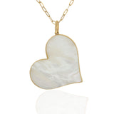 14KT Yellow Gold Mother of Pearl Heart Pendant Necklace