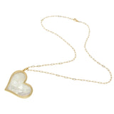 14KT Yellow Gold Mother of Pearl Heart Pendant Necklace