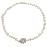 Estate 7MM Akoya Pearl 18 Inch Necklace with Diamond Clasp in 14KT White Gold