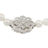 Estate 7MM Akoya Pearl 18 Inch Necklace with Diamond Clasp in 14KT White Gold