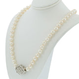 Estate 7MM Akoya Pearl 18 Inch Necklace with Diamond Clasp in 14KT White Gold