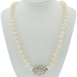 Estate 7MM Akoya Pearl 18 Inch Necklace with Diamond Clasp in 14KT White Gold