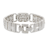 18KT White Gold Custom Louis Martin Three Section Wide Diamond Bracelet