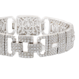 18KT White Gold Custom Louis Martin Three Section Wide Diamond Bracelet