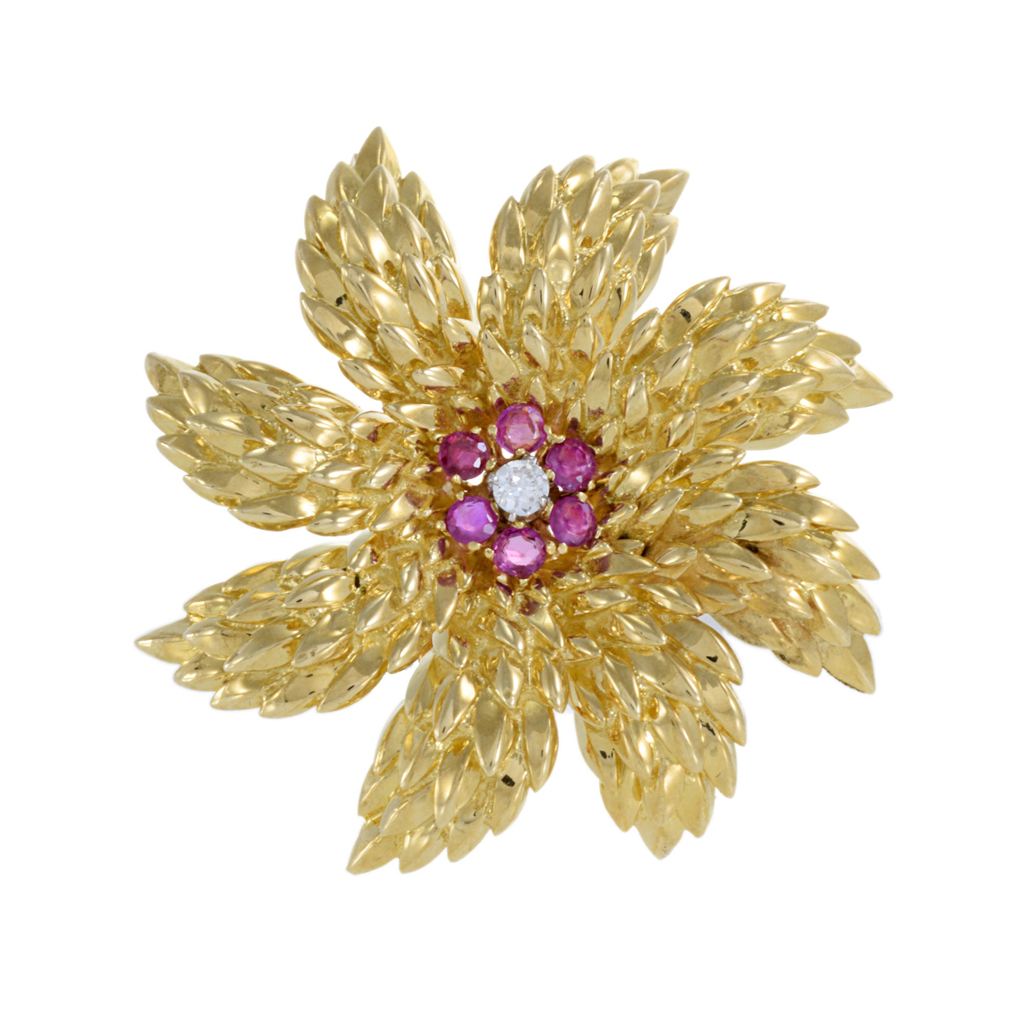 Vintage Retro Era 18KT Yellow Gold Tiffany & Co Flower Brooch