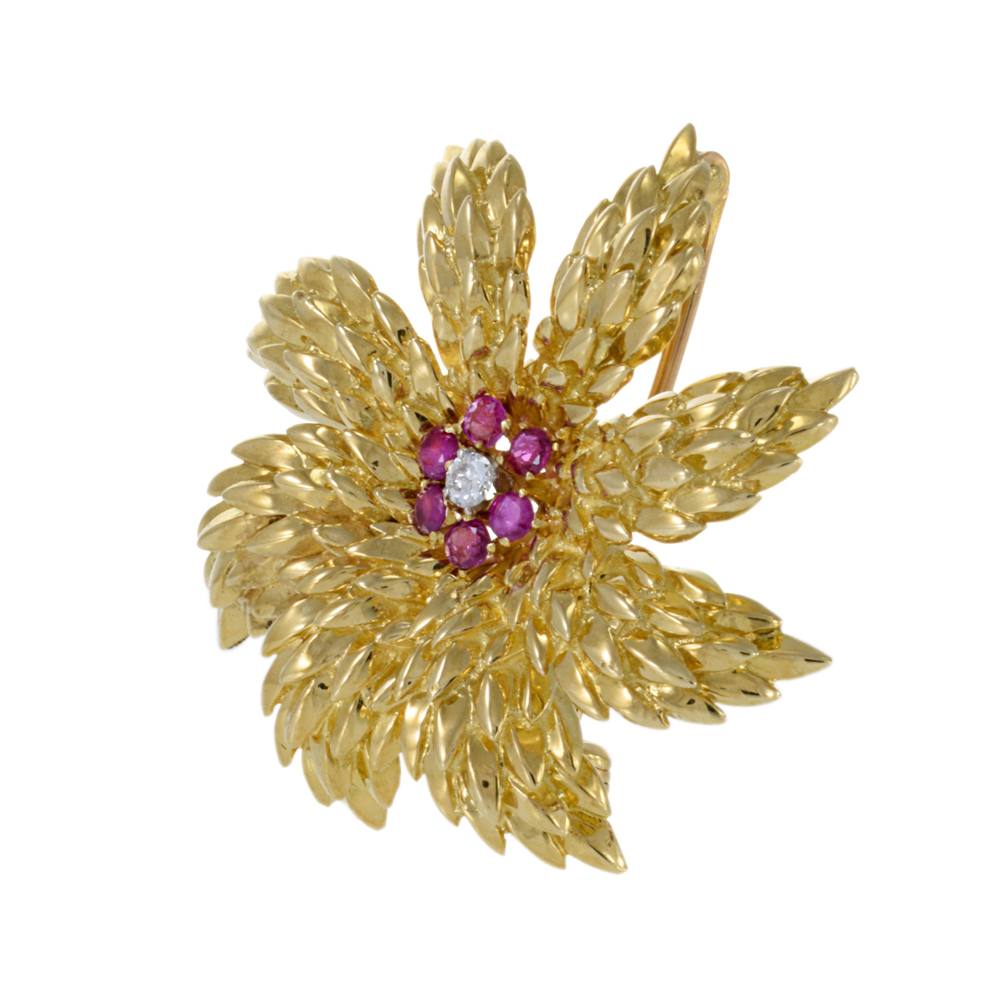 Vintage Retro Era 18KT Yellow Gold Tiffany & Co Flower Brooch