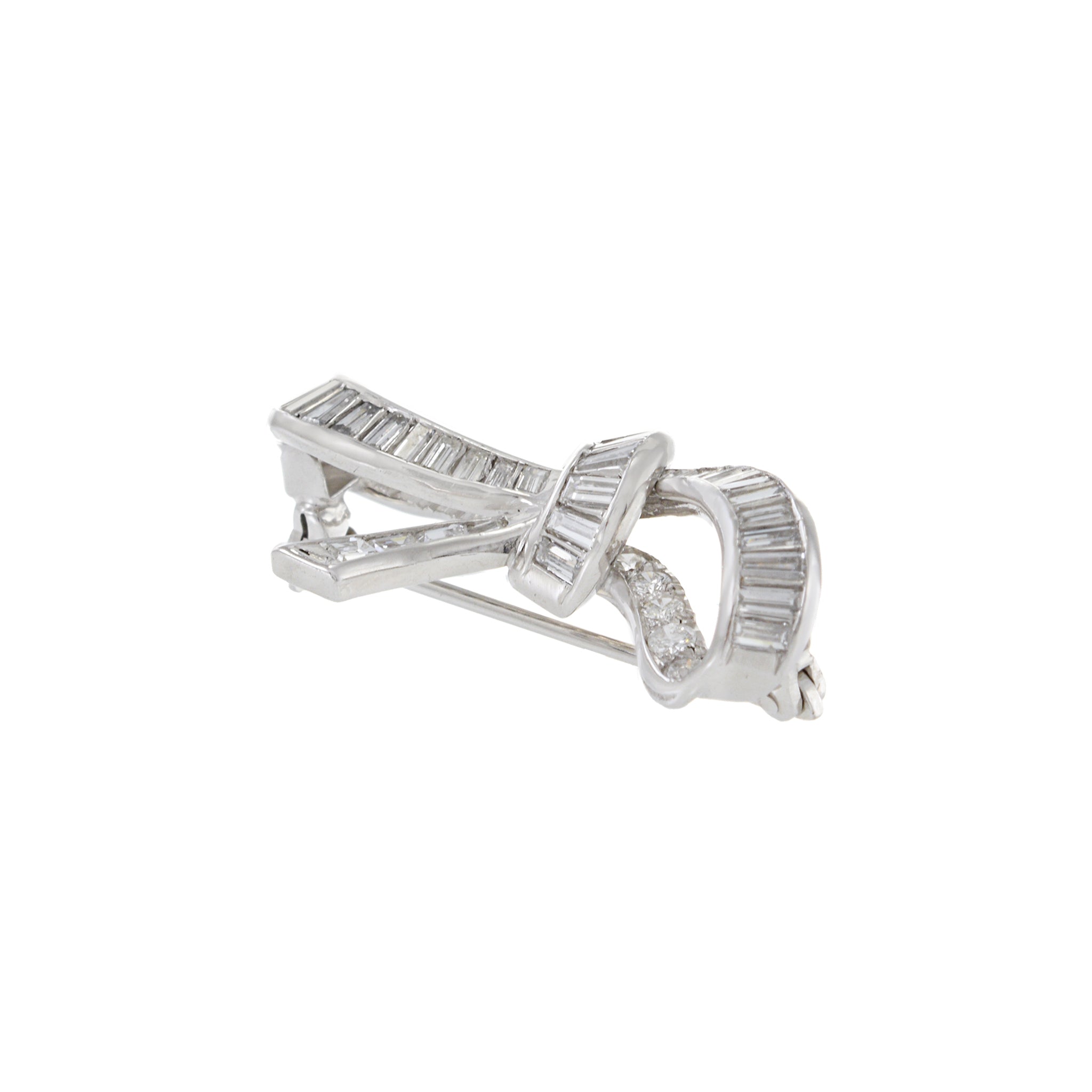 Platinum Estate Art Deco Period Diamond Bow Brooch