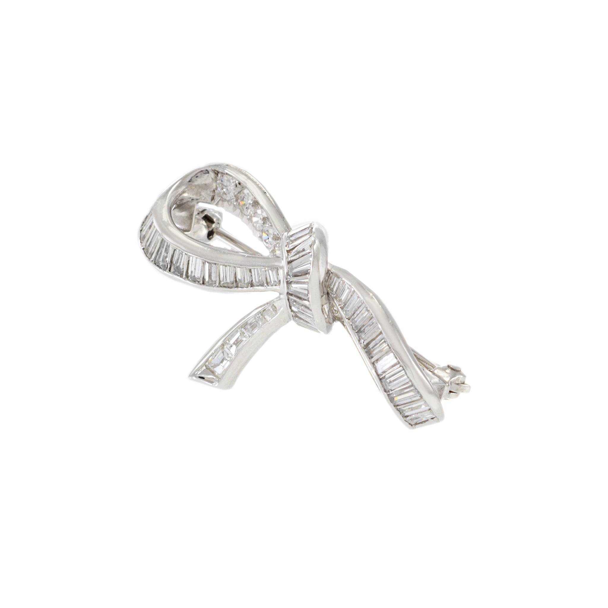 Platinum Estate Art Deco Period Diamond Bow Brooch