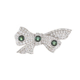 Estate Platinum Art Deco Period Diamond and Garnet Bow Pin