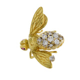 Vintage Retro Era 18KT Yellow Gold Diamond Lapel Fly Pin