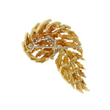 Estate Retro Era 18KT Yellow Gold Diamond Leaf Brooch