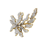 Vintage Retro 18KT Yellow Gold Large Floral Diamond Brooch