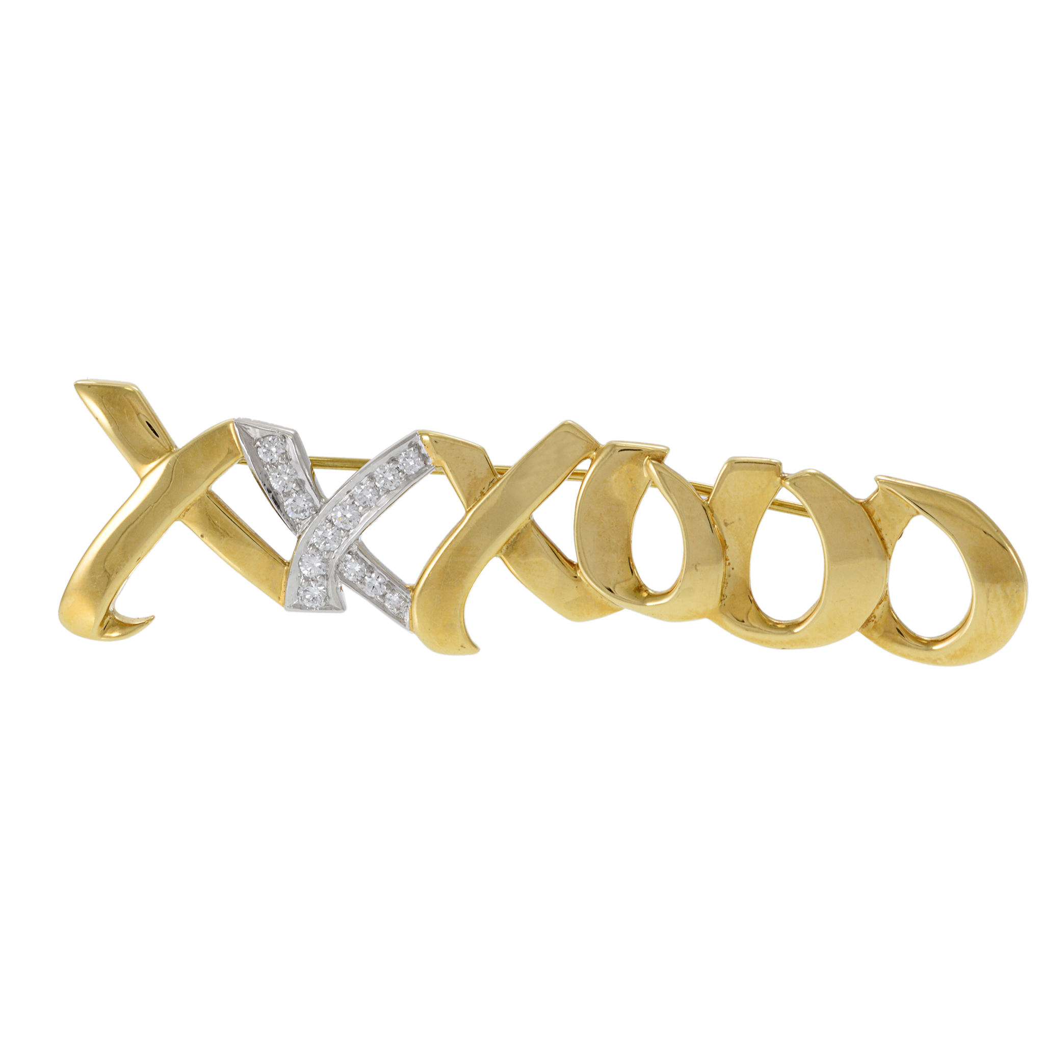 Vintage Tiffany & Co. 18KT Yellow Gold XOXO Brooch