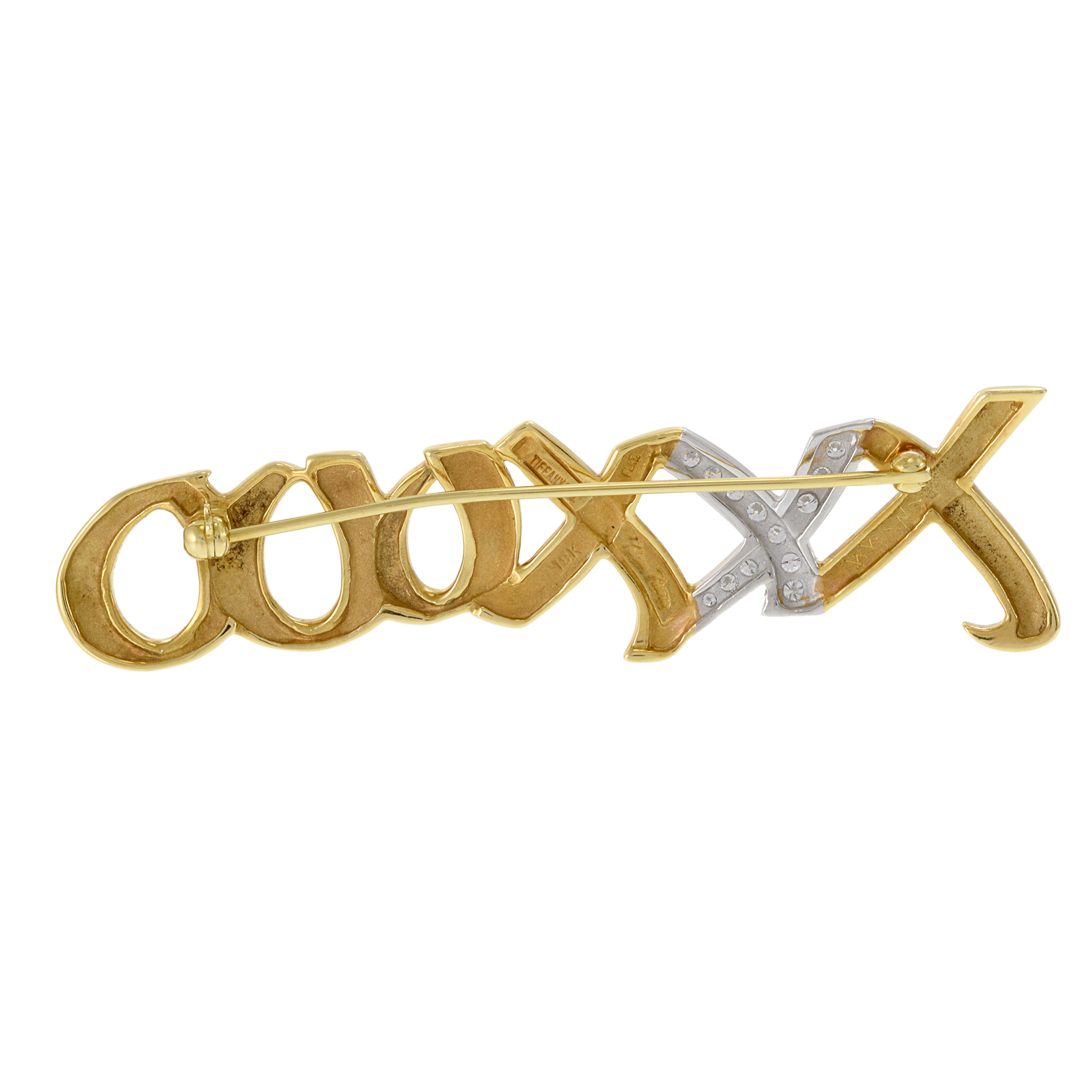 Vintage Tiffany & Co. 18KT Yellow Gold XOXO Brooch