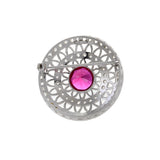 Vintage 18KT White Gold Art Deco Synthetic Ruby And Diamond Brooch