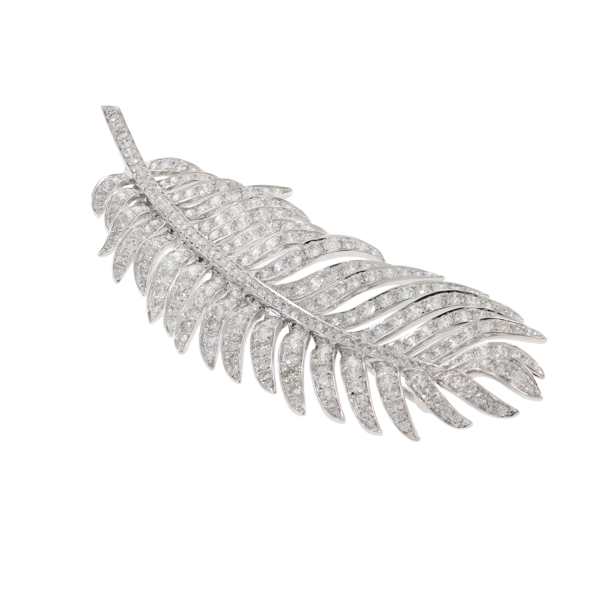 Platinum/18KT Yellow Gold Palm Leaf Diamond Brooch