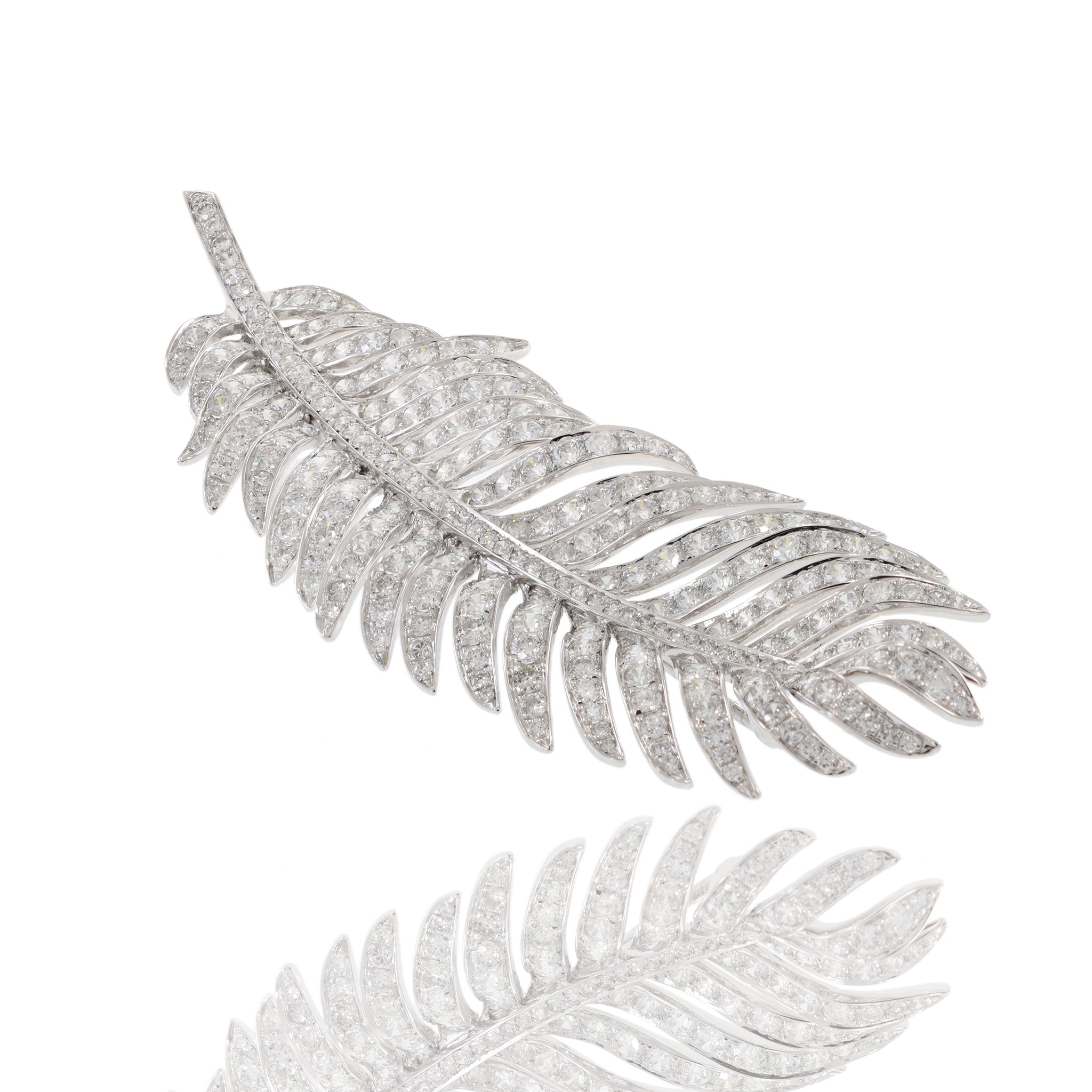 Platinum/18KT Yellow Gold Palm Leaf Diamond Brooch