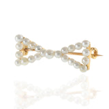 18KT Yellow Gold Vintage Seed Pearl Bow Brooch Pin