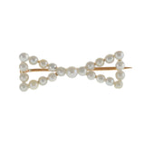 18KT Yellow Gold Vintage Seed Pearl Bow Brooch Pin