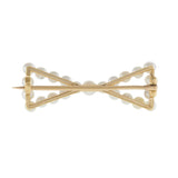 18KT Yellow Gold Vintage Seed Pearl Bow Brooch Pin
