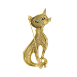 Vintage Retro Era 18KT Yellow Gold Cat Brooch