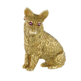 Vintage Retro Era 18KT Yellow Gold Dog Brooch