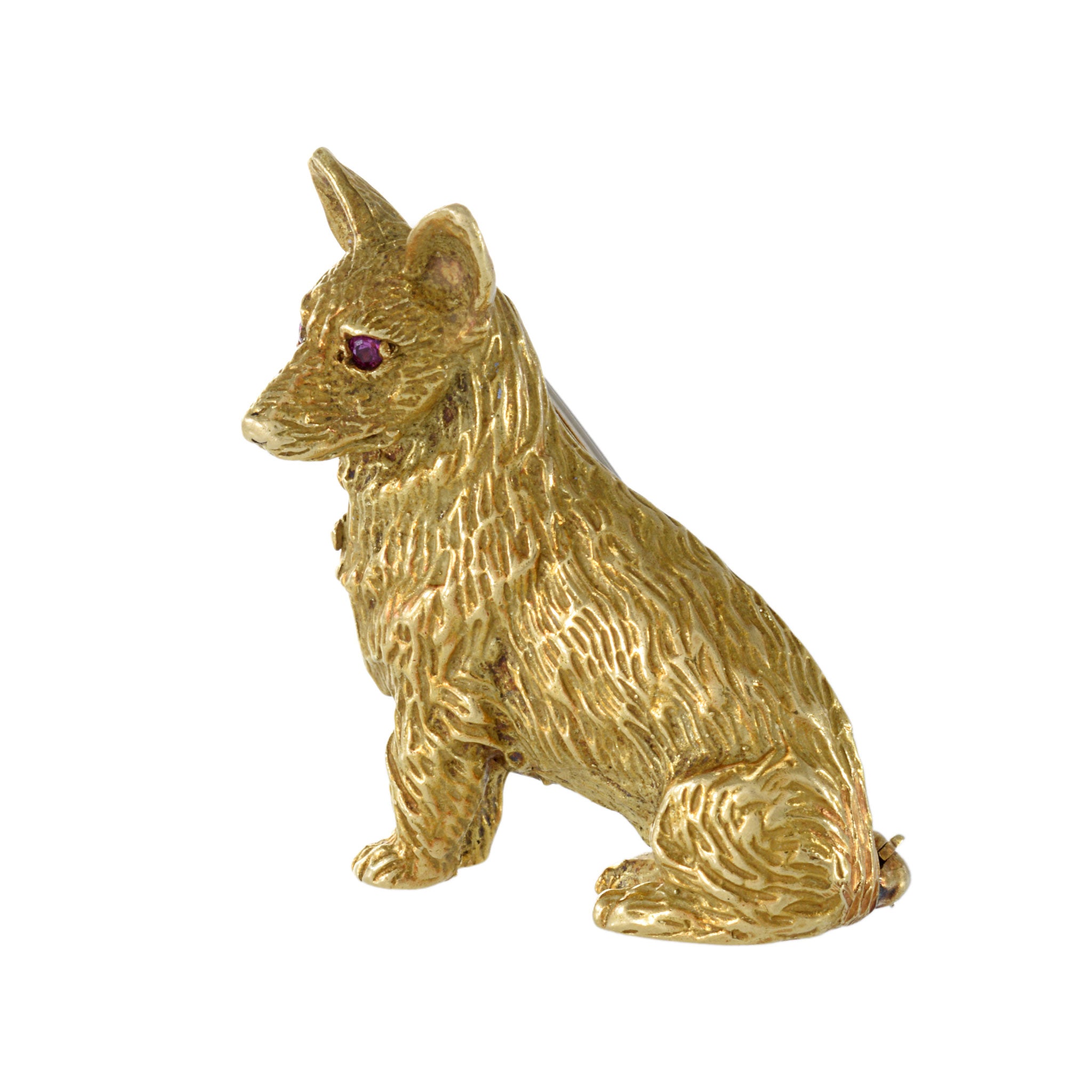 Vintage Retro Era 18KT Yellow Gold Dog Brooch