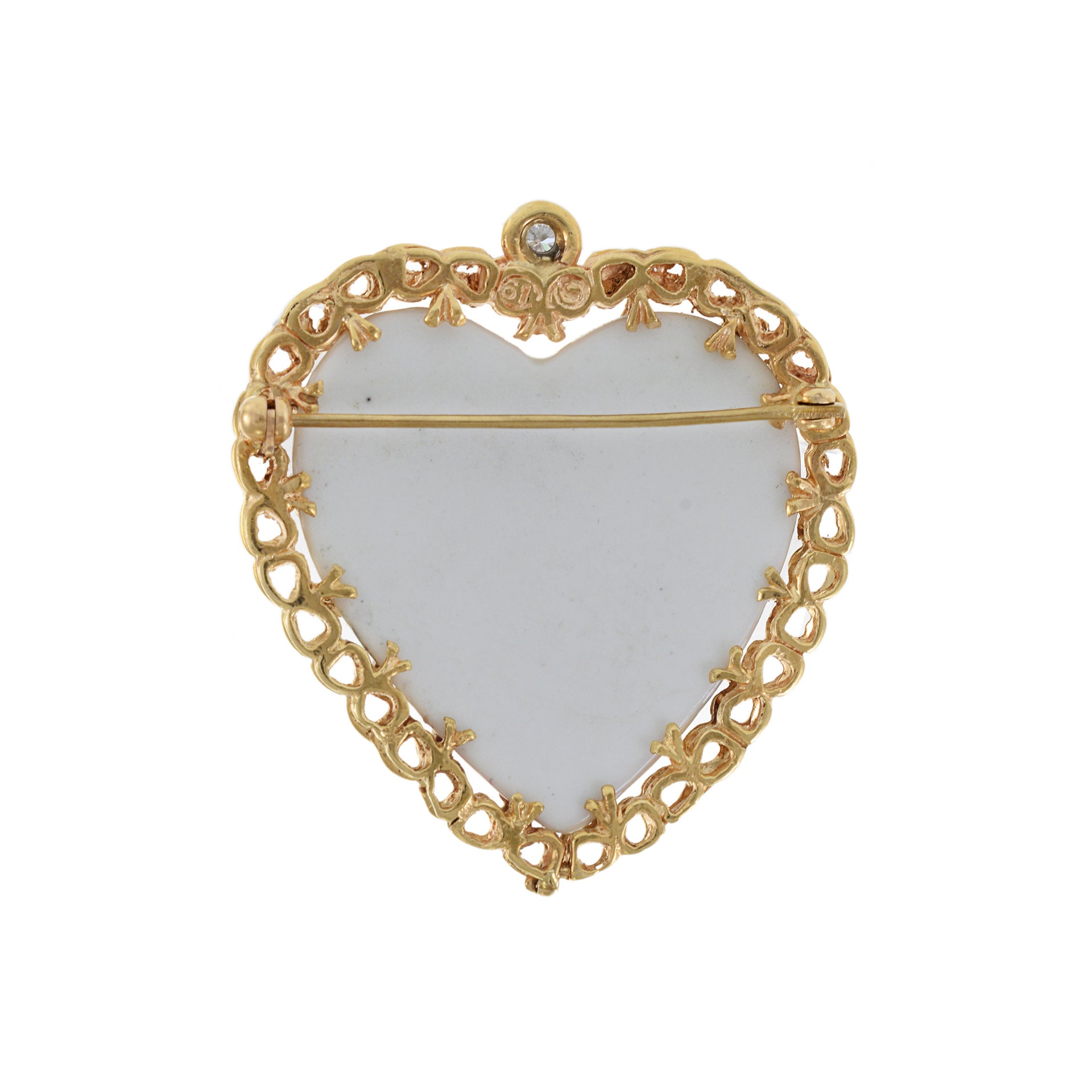 Estate Art Nouveau Era 14KT Yellow Gold Heart Portrait Pin