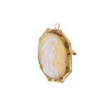 Victorian Era 14KT Yellow Gold Cameo Pin Pendant