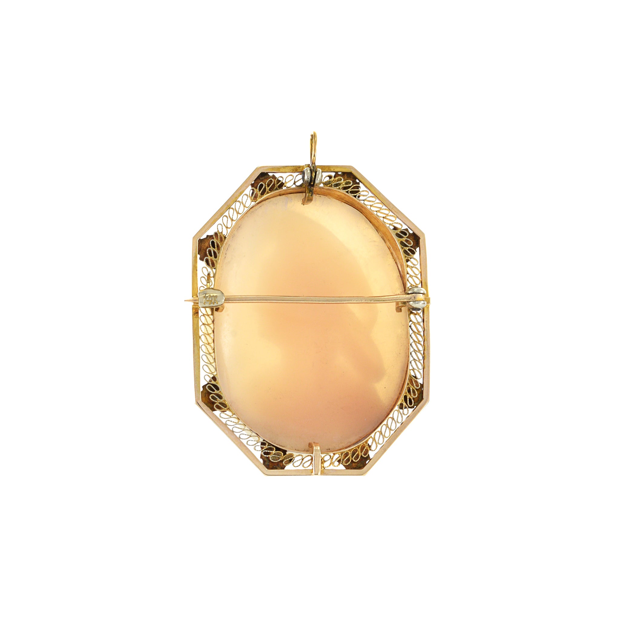 Victorian Era 14KT Yellow Gold Cameo Pin Pendant