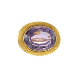 Antique 14KT Yellow Gold Bezel Set 26CT Oval Cut Purple Amethyst Pin