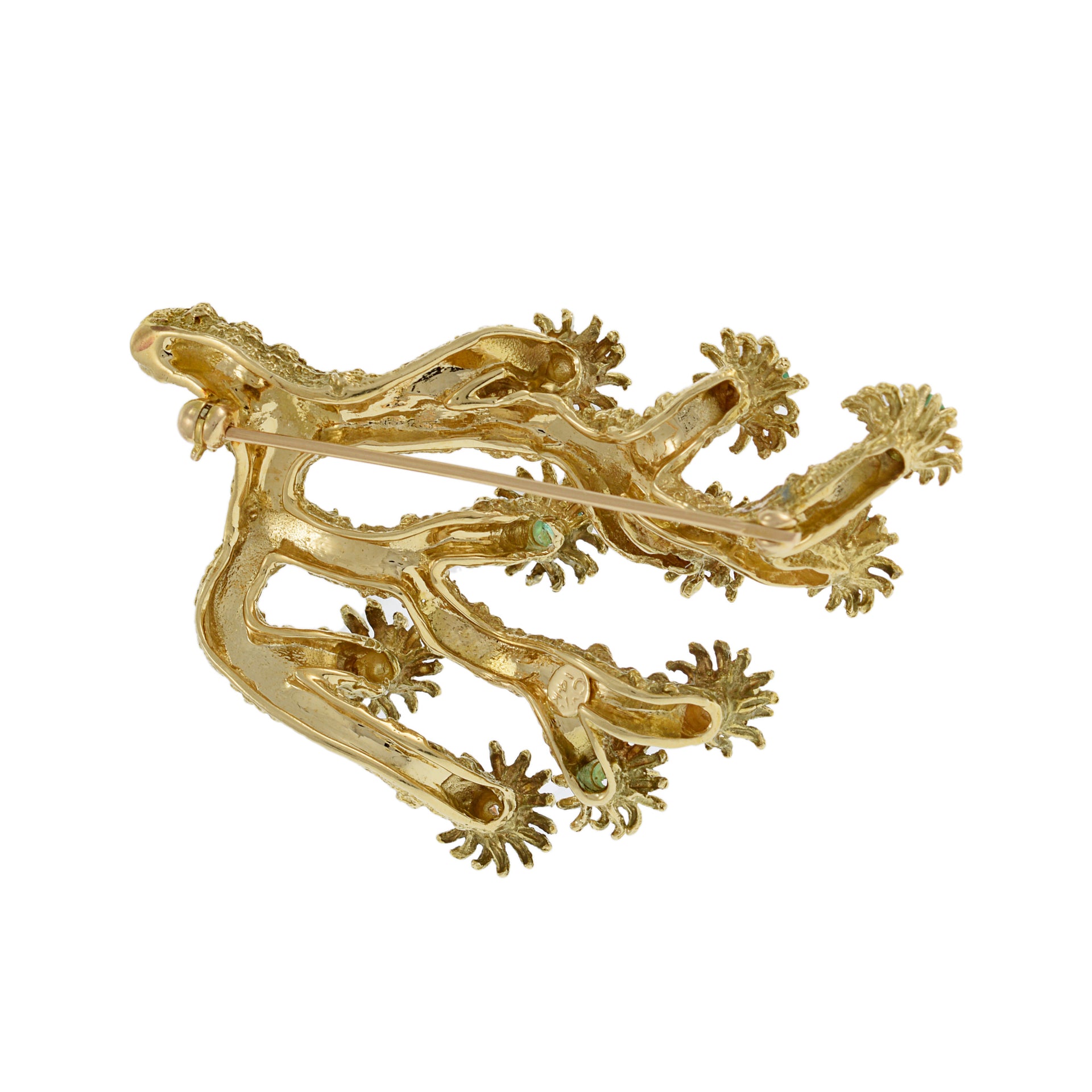 Retro Era 14KT Yellow Gold Lapel Pin featuring a branch coral with polyps design