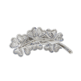 14KT White Gold Three-Section Heart Petals Flower Brooch