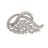 Retro Era Platinum and Diamond Floral Brooch