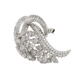 Retro Era Platinum and Diamond Floral Brooch