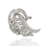 Retro Era Platinum and Diamond Floral Brooch