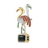 14KT Two-Tone Gold Double Flamingo Brooch/Pendant