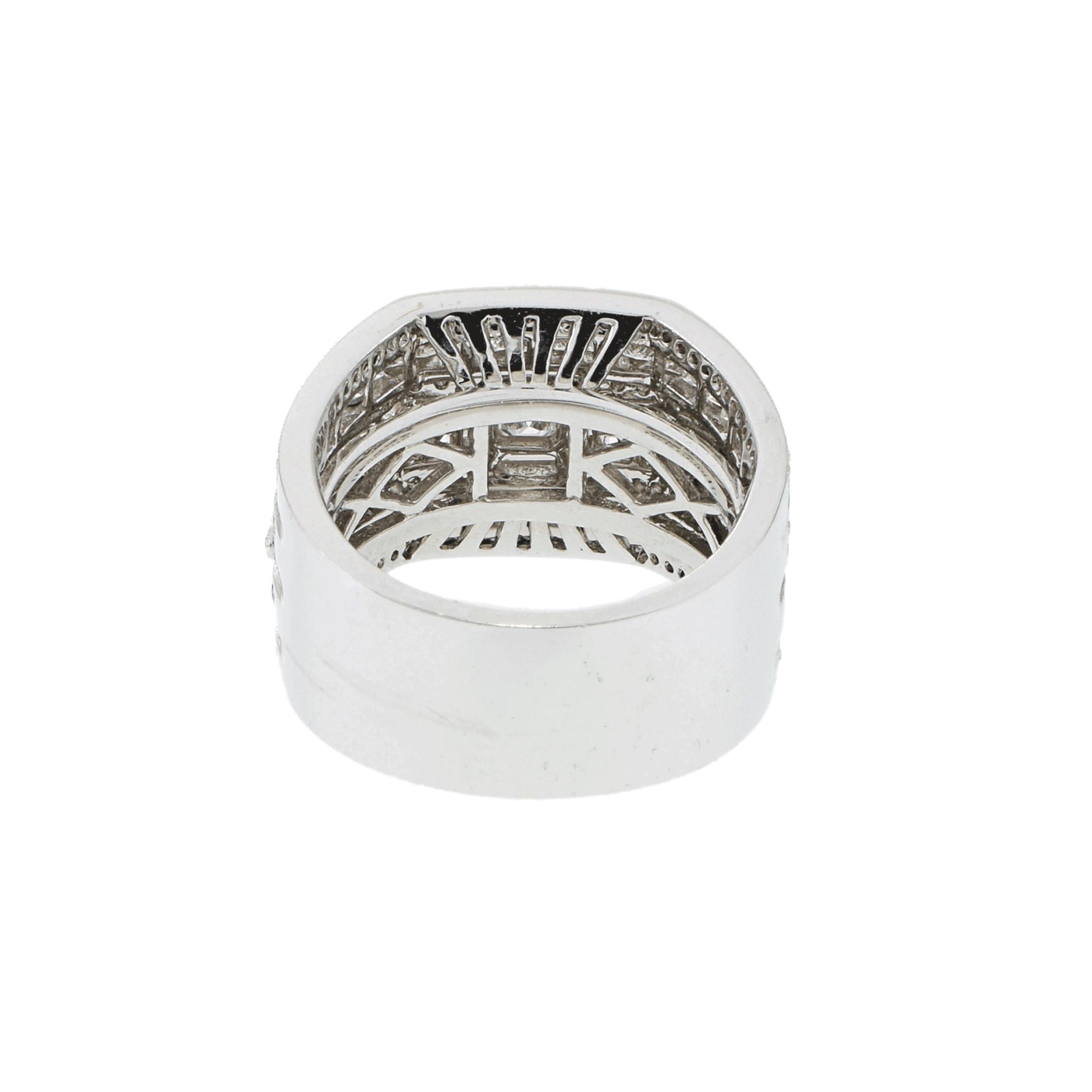 18KT White Gold Deco Style Multi Cut Diamond Band