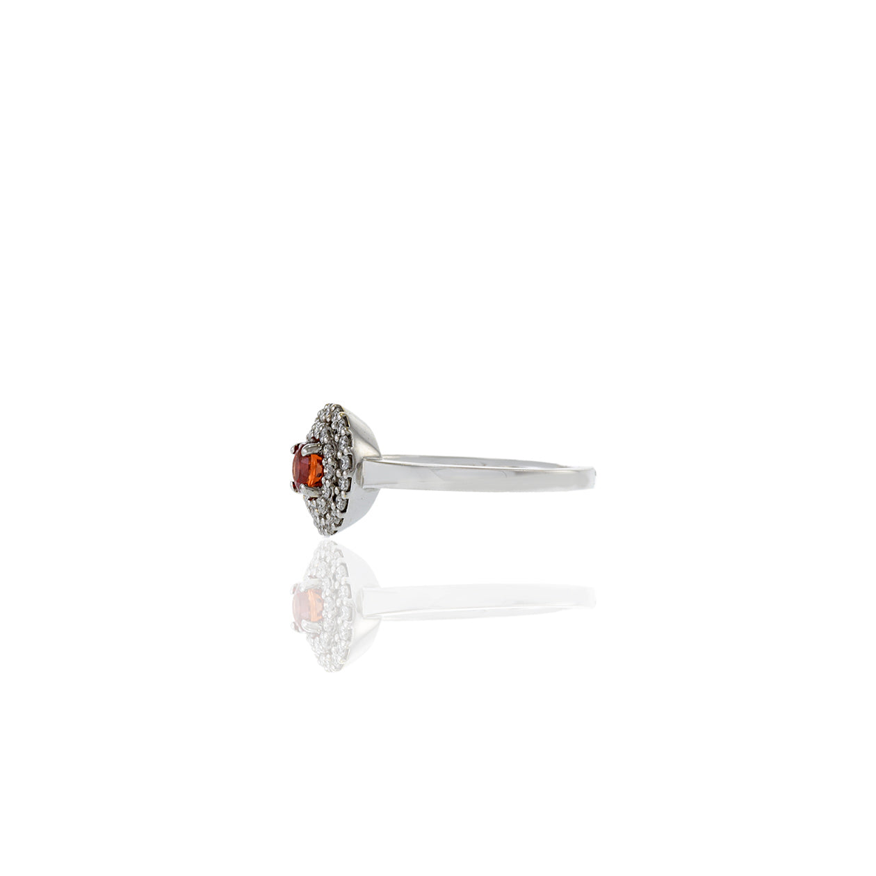 18KT White Gold Orange Sapphire And Diamond Ring